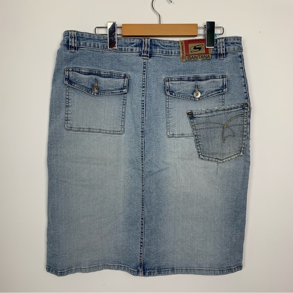 Vintage 90s Y2K Santana Jeans Denim Cargo Skirt - Picture 4 of 7